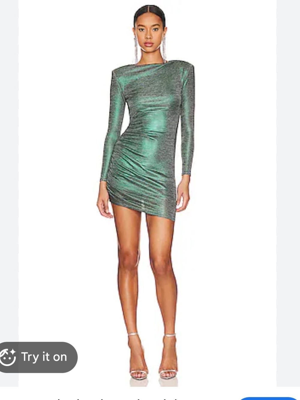 Lovers + Friends Metallic Emerald Green Long-Sleeve Louie Mini Dress